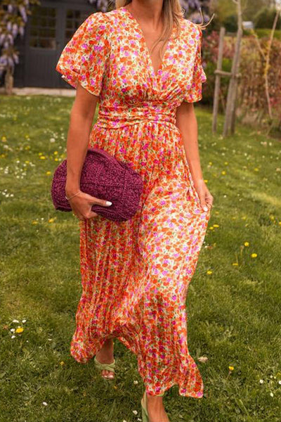 Pauline™ - Lang kjole med blomstermotiv
