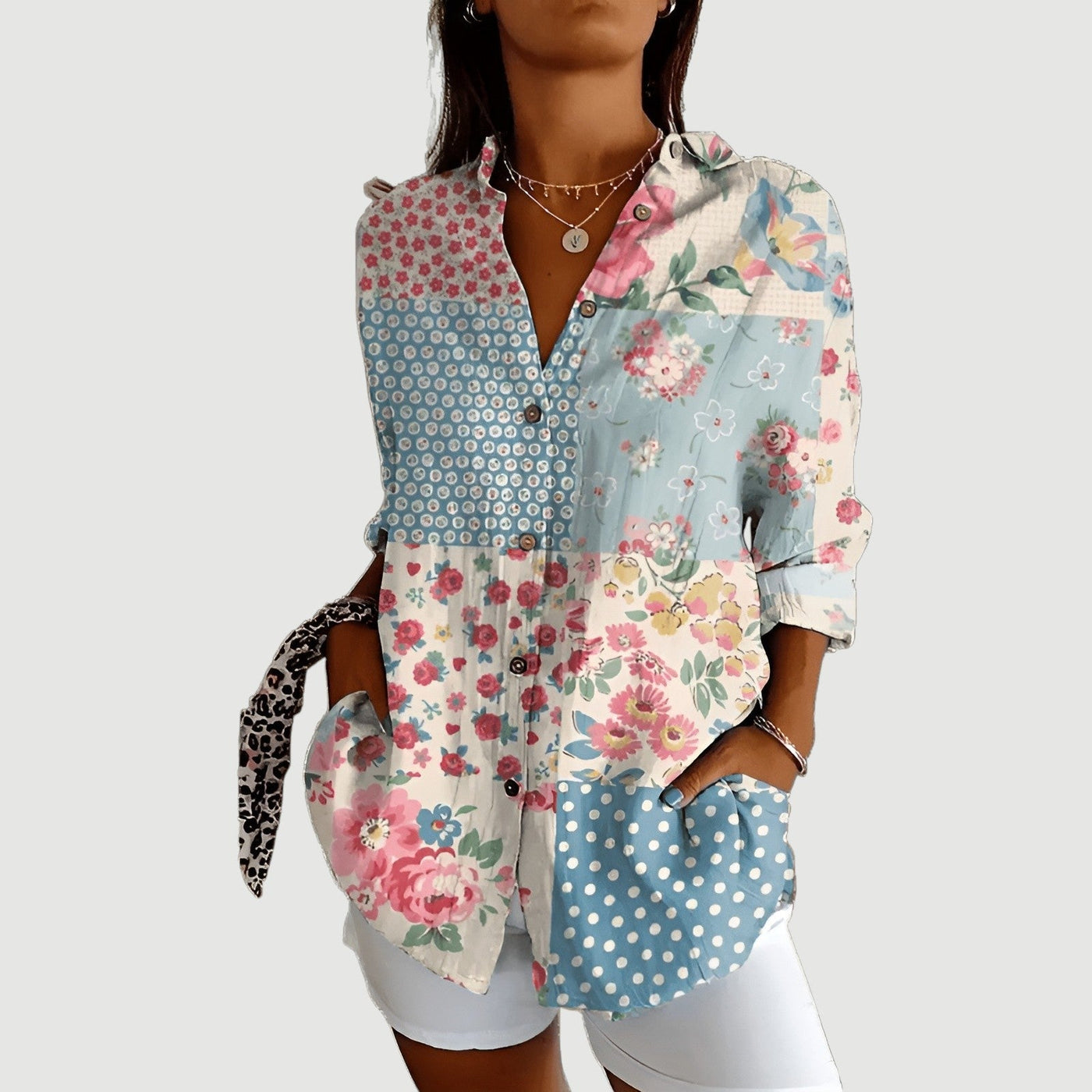 Heity™ - Bluse med farverigt design